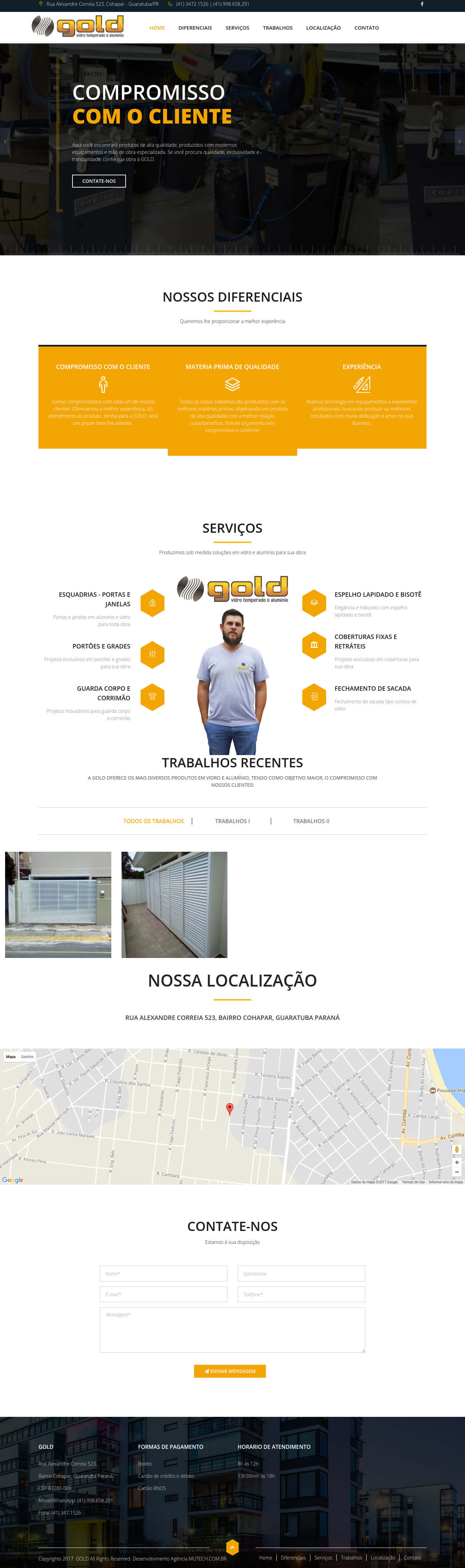 Website institucional de uma das mais conceituas empresas de esquadrias e vidros de Guaratuba/PR. Gold Vidro Temperado e Alumínio.