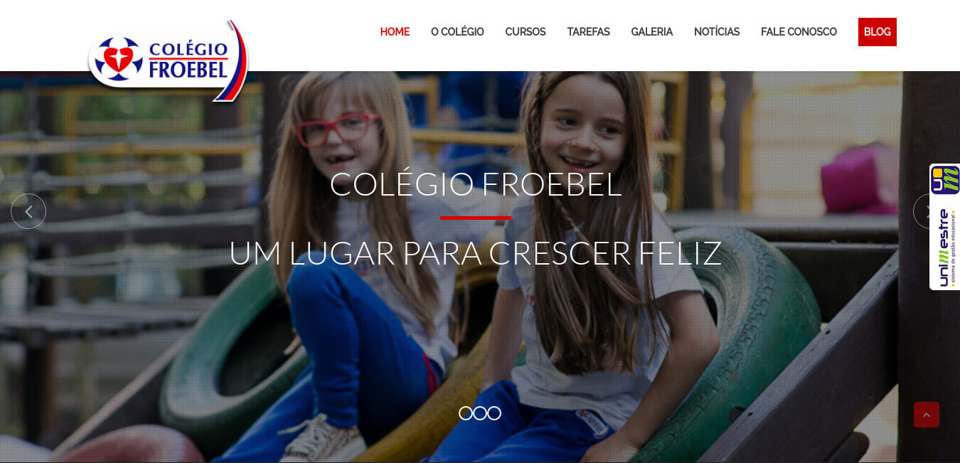 Website institucional de um dos tradicionais colégios de São Bento do Sul, colégio Froebel.