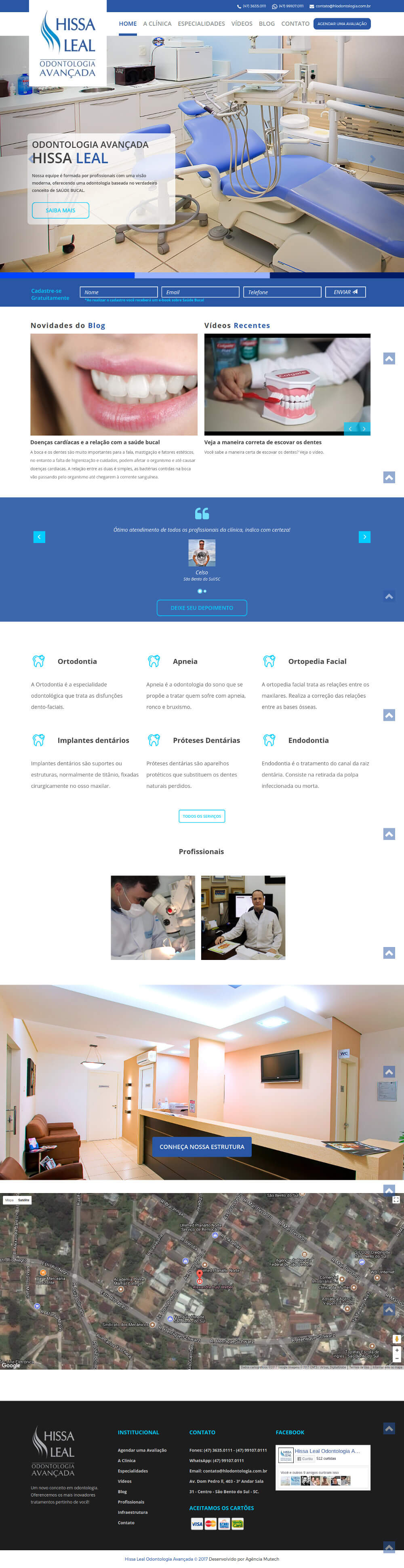 Web Site Institucional de uma das mais tradicionais Clínicas Odontológicas de São Bento do Sul/SC.